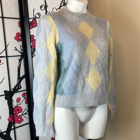 🐲💙 J.Crew Diamond checked  Cropped Sweater - Picture 12 of 15